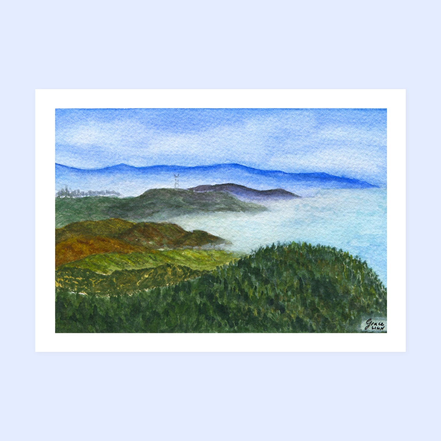 "Meditating on Mount Tam" – Original Watercolor Painting