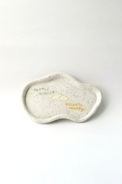 Partly Cloudy, Fully Sunny Trinket Dish (White)