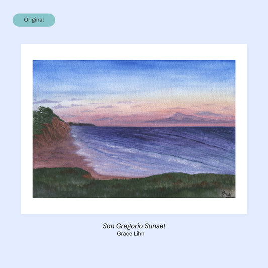 "San Gregorio Sunset" – Original Watercolor Painting
